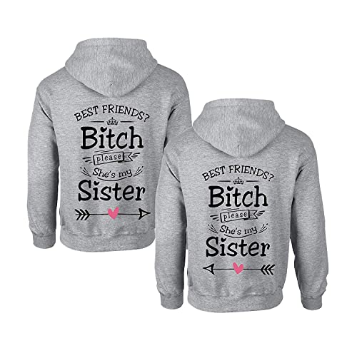 Couples Shop Beste Freunde Damen Pullover Hoodie Best Friends BFF Sister - 1x Hoodie Pfeil Rechts/Grau S von Couples Shop