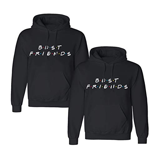 Tom's Couples Shop Beste Freunde Pullover für Zwei Mädchen Best Friends Hoodie BFF Pullover Sister Kapuzenpullover Damen Pulli Freundin Geburtstagsgeschenk (Schwarz-Friends, M + S) von Tom's Couples Shop