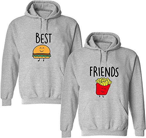 Beste Freundin Pullover Damen Hoodie Best Friends BFF - Burger Grau Gr. L von Couples Shop