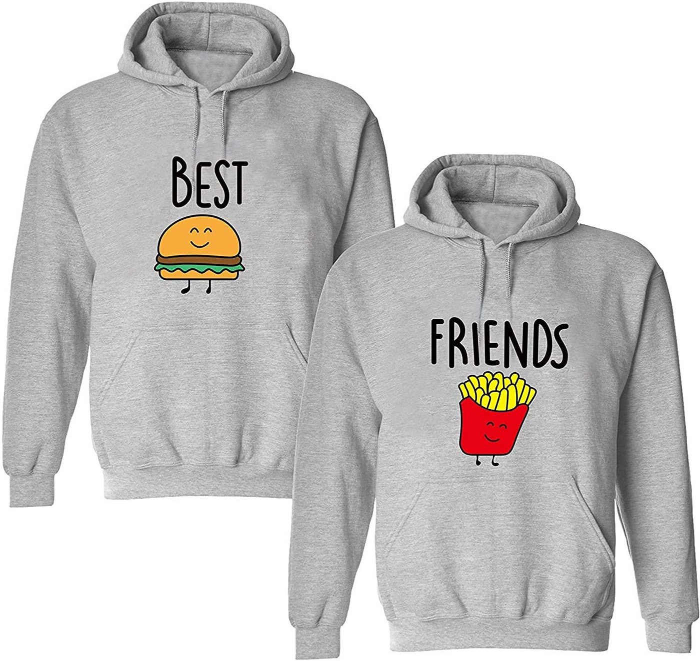 Couples Shop Kapuzenpullover Beste Freunde Damen Hoodie Pullover Burger & Pommes mit modischem Fun Print von Couples Shop