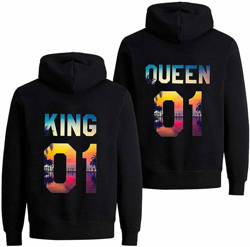 Couples Shop Kapuzenpullover KING & QUEEN Hoodie Pullover für Paare mit modischem Print von Couples Shop