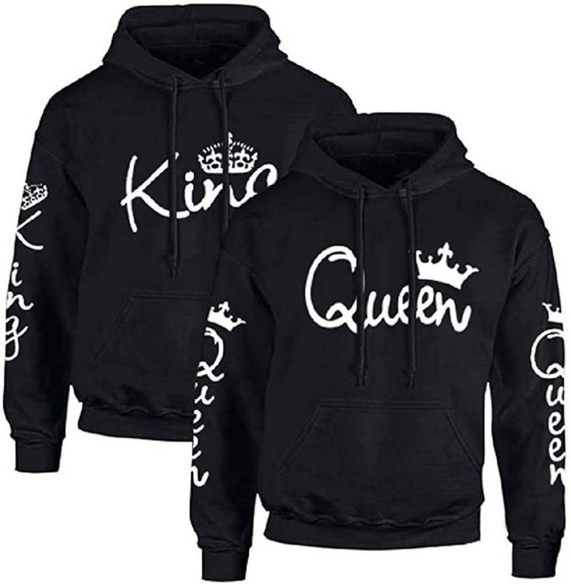 Couples Shop Kapuzenpullover King & Queen Hoodie Pullover für Paare mit trendigem Print im Partner Look von Couples Shop