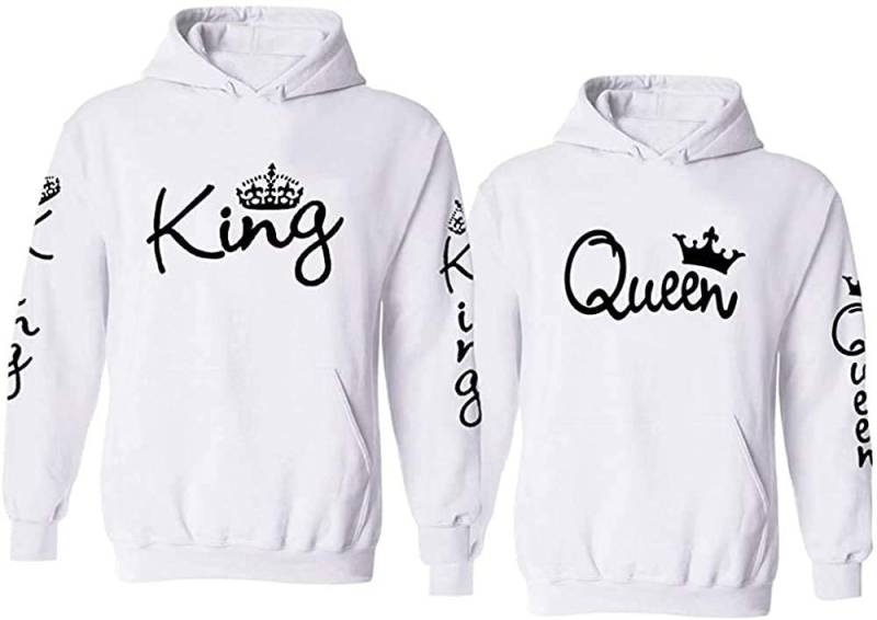 Couples Shop Kapuzenpullover King & Queen Hoodie Pullover für Paare mit trendigem Print im Partner Look von Couples Shop