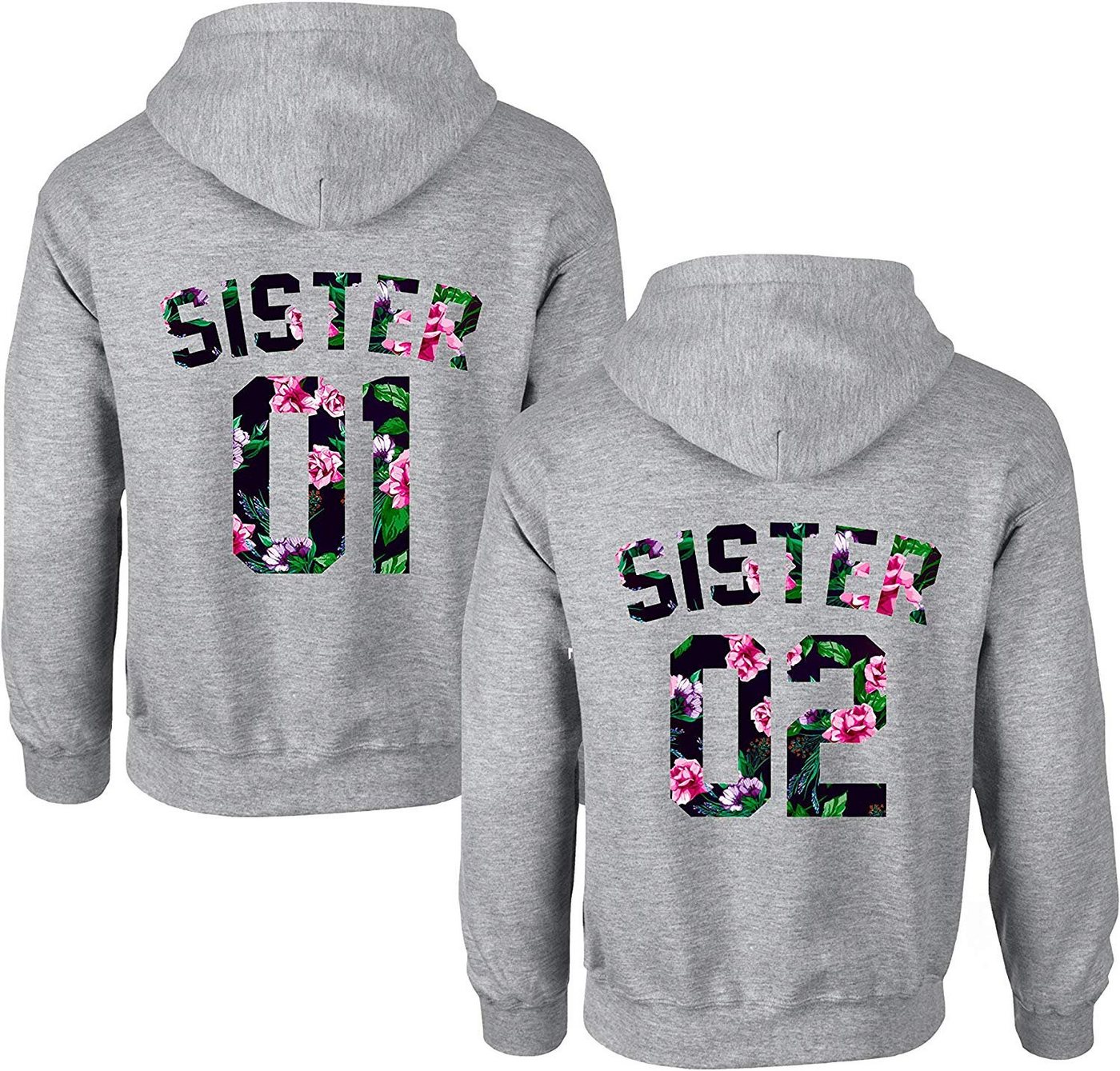 Couples Shop Kapuzenpullover Sister 01 & Sister 02 Beste Freunde Damen Hoodie Pullover (1-tlg) mit modischem Print von Couples Shop