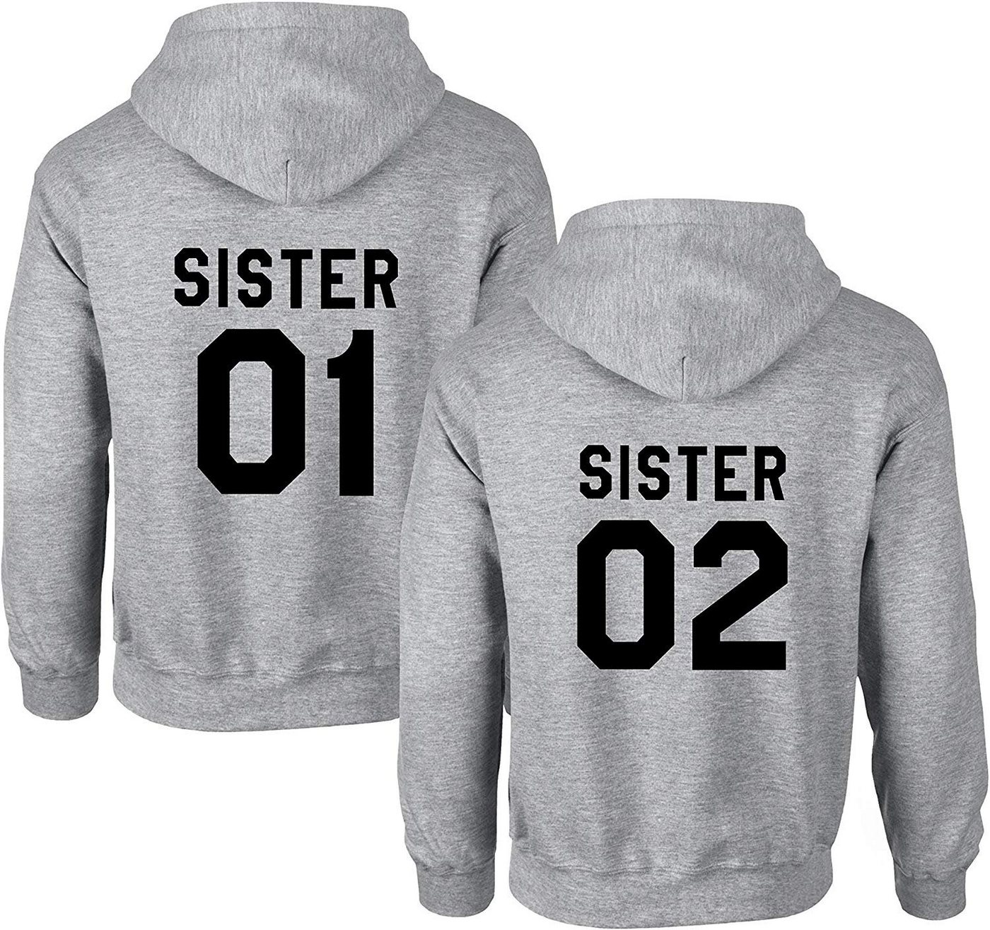 Couples Shop Kapuzenpullover Sister 01 & Sister 02 Beste Freunde Damen Hoodie Pullover (1-tlg) mit modischem Print von Couples Shop