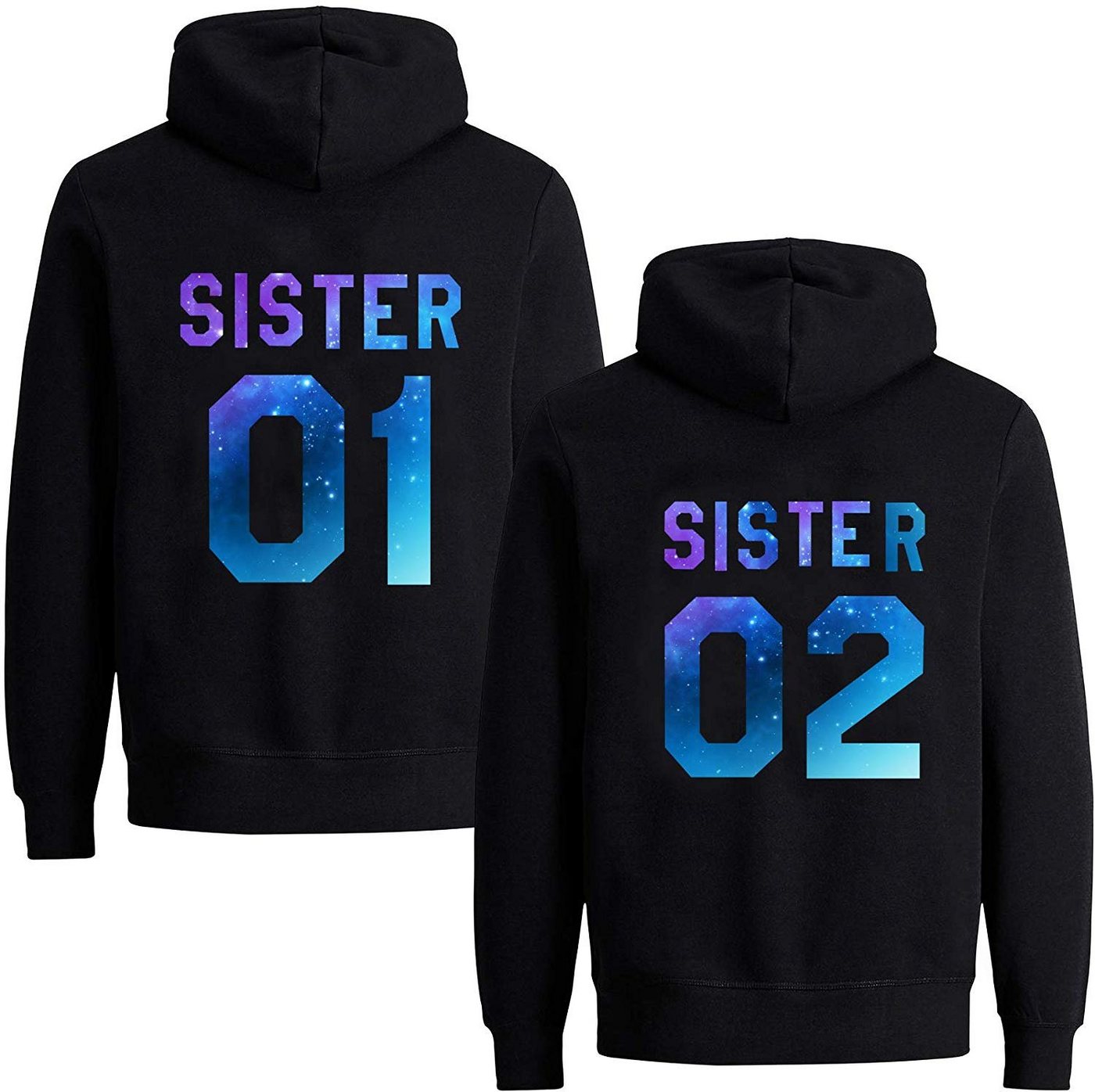 Couples Shop Kapuzenpullover Sister 01 & Sister 02 Beste Freunde Damen Hoodie Pullover (1-tlg) mit modischem Print von Couples Shop