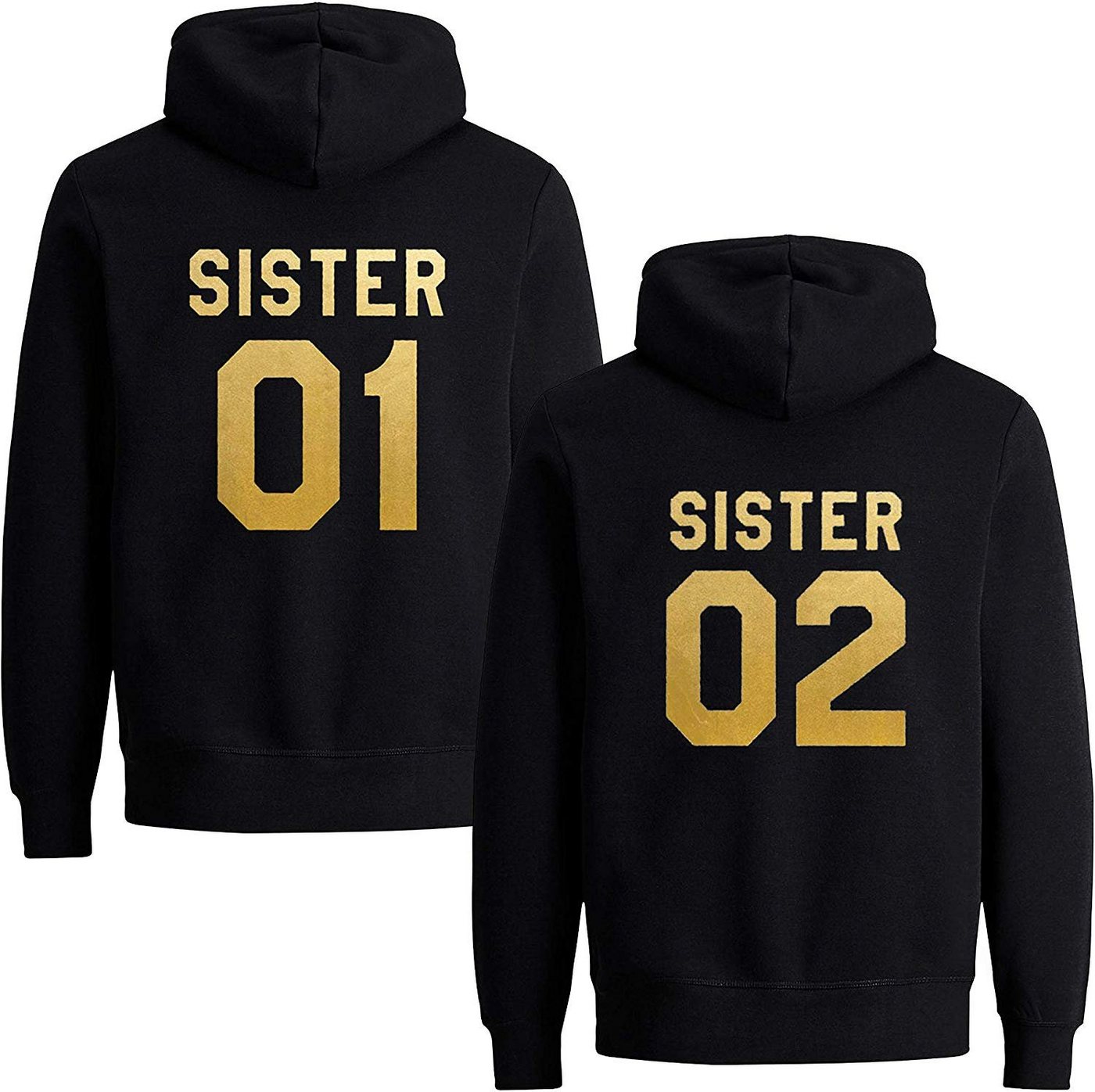 Couples Shop Kapuzenpullover Sister 01 & Sister 02 Beste Freunde Damen Hoodie Pullover (1-tlg) mit modischem Print von Couples Shop