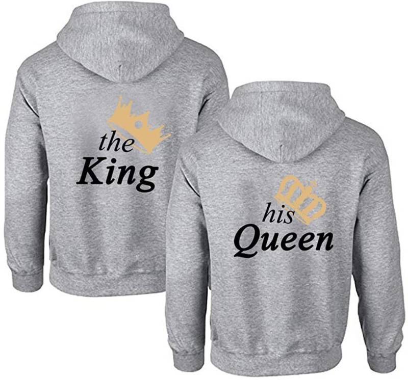 Couples Shop Kapuzenpullover The King & His Queen Hoodie Pullover für Paare mit modischem Print von Couples Shop