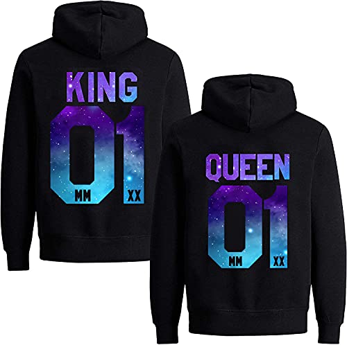 Couples Shop King Queen Hoodie Pullover - 1 Stück King Herren Stars-Schwarz S von Couples Shop