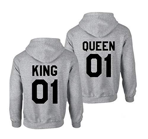 Couples Shop King Queen Pullover Pärchen Hoodie Set (Queen Damen Kapuzenpullover Schwarz XS) von Couples Shop