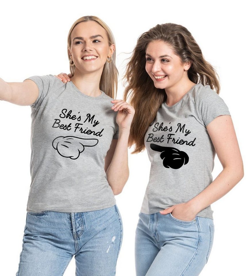 Couples Shop Print-Shirt She's My Best Friend Damen T-Shirt Set Beste Freunde mit modischem Spruch Print von Couples Shop