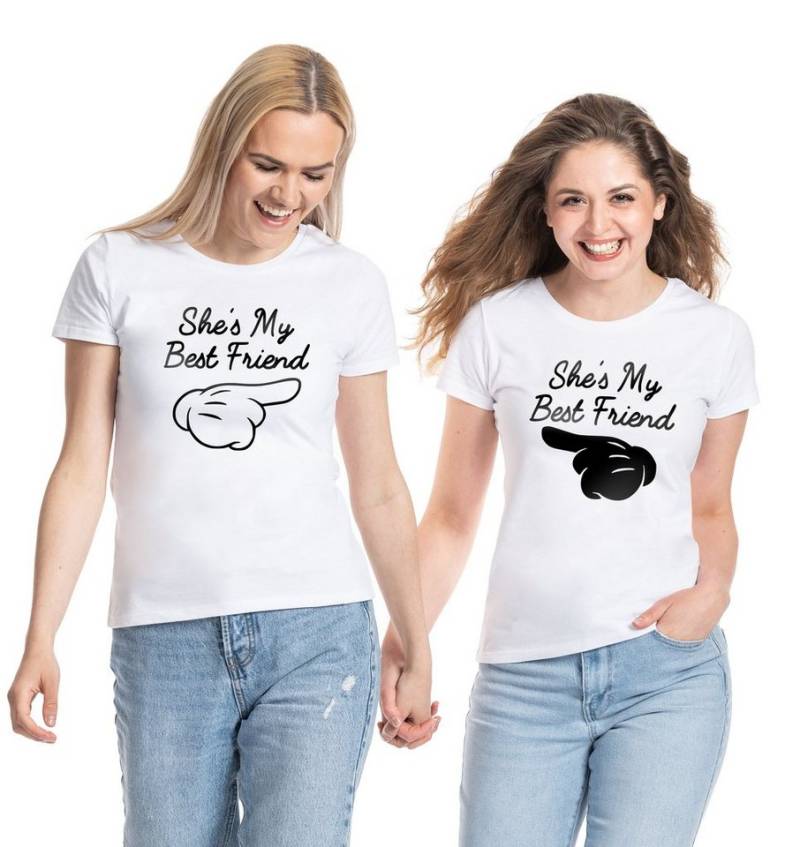 Couples Shop Print-Shirt She's My Best Friend Damen T-Shirt Set Beste Freunde mit modischem Spruch Print von Couples Shop