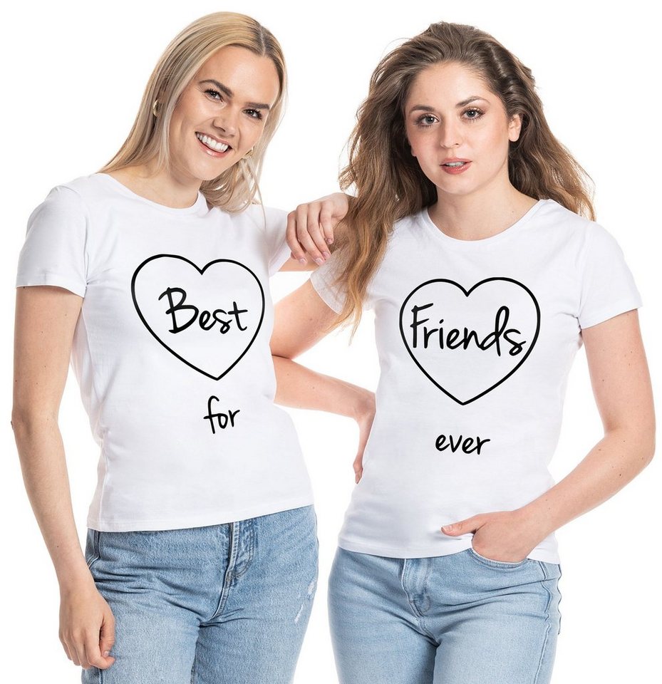 Couples Shop T-Shirt Best Friends For Ever Damen T-Shirt Set Beste Freunde mit modischem Print von Couples Shop