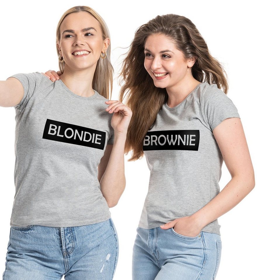 Couples Shop T-Shirt Blondie & Brownie Damen Beste Freunde T-Shirt mit lustigem Spruch Print von Couples Shop