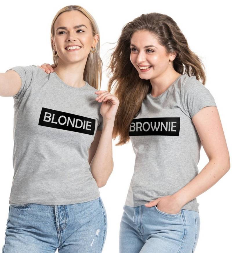 Couples Shop T-Shirt Blondie & Brownie Damen Beste Freunde T-Shirt mit lustigem Spruch Print von Couples Shop