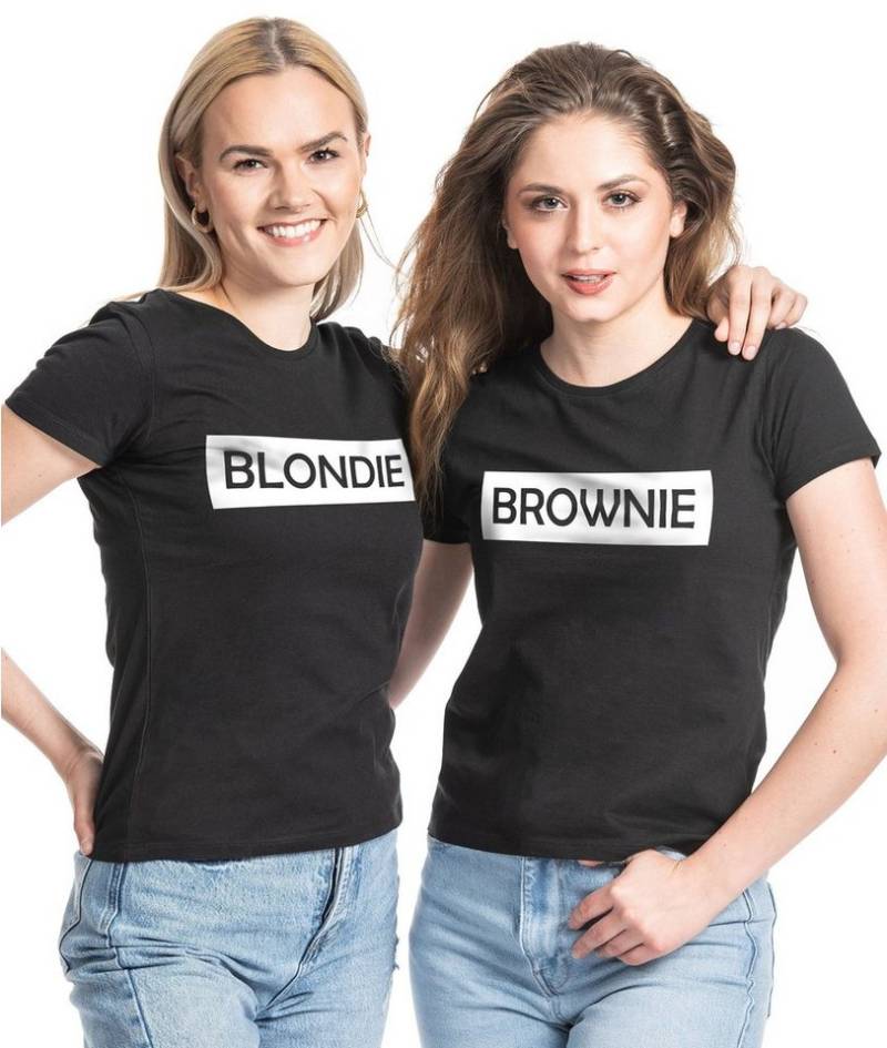 Couples Shop T-Shirt Blondie & Brownie Damen Beste Freunde T-Shirt mit lustigem Spruch Print von Couples Shop