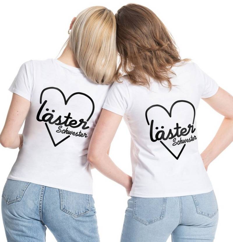 Couples Shop T-Shirt Lästerschwester Beste Freundin Sister T-Shirt mit modischem Brust- und Rückenprint von Couples Shop