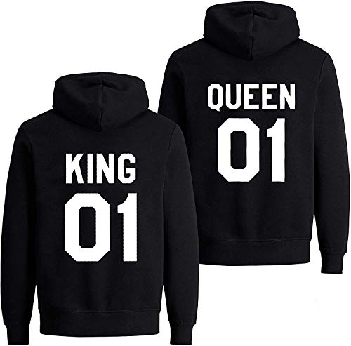 Couples Shop King Queen Pullover Pärchen Hoodie Set (King Herren Kapuzenpullover Schwarz M) von Couples Shop