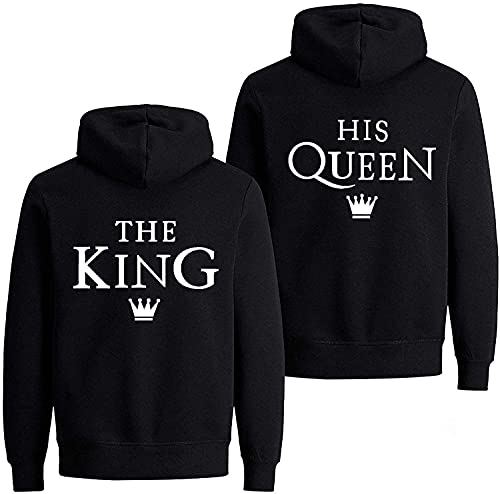 Couple Partner King Queen Pullover Set Pärchen Hoodie - 1 Stück Damen Pullover Schwarz S von Couples Shop