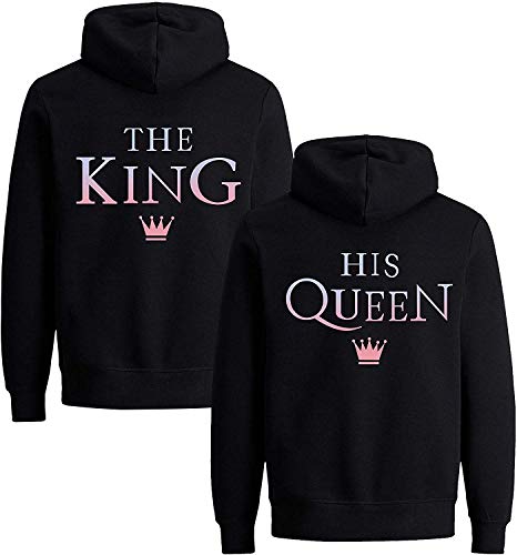 Couple Partner King Queen Pullover Set Pärchen Hoodie (Bunt-Schwarz Damen M von Couples Shop