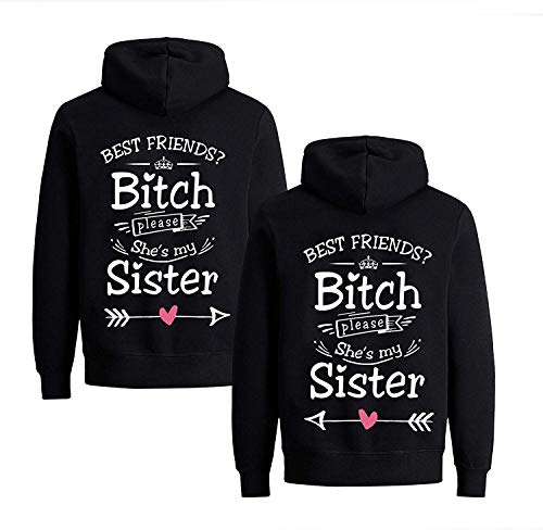 Couples Shop Beste Freunde Damen Pullover Hoodie Best Friends BFF Sister - 1x Hoodie Pfeil Links/Schwarz XXL von Couples Shop