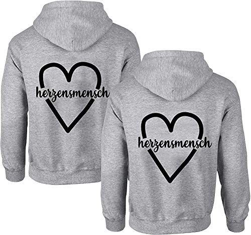 Couples Shop Best Friends Damen Hoodie Lieblingsmensch Beste Freunde Pullover - 1 Stück Grau XL von Couples Shop