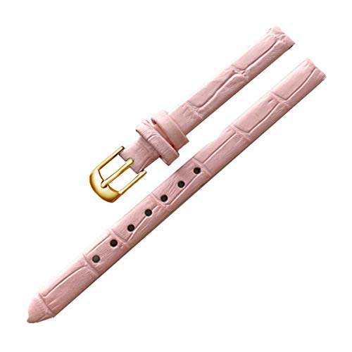 Uhren Zubehör Frauen-Weinlese Uhrenarmbänder echtes Leder-Bügel-Uhrenarmband 8mm 10mm Dornschliesse Gold Rosa,10mm von CourageL