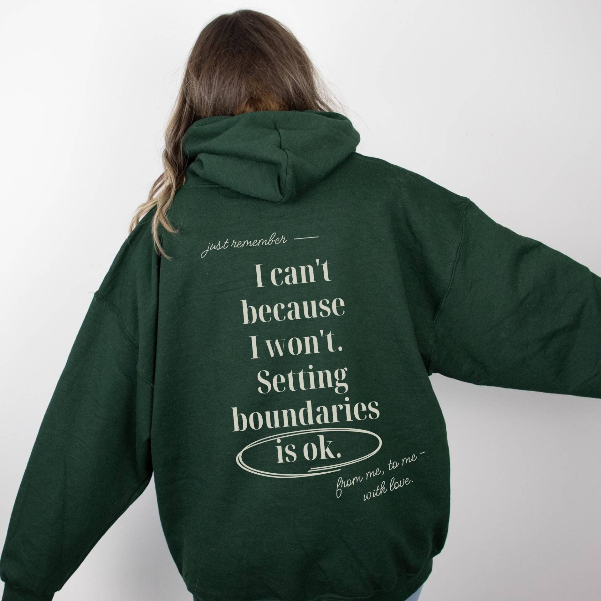 Backprint Hoodie Hochsensibel Design, Kuscheliger Kapuzenpullover Mit Mental Health Spruch, Oversize Setting Boundries Hodie von CourageforKindness