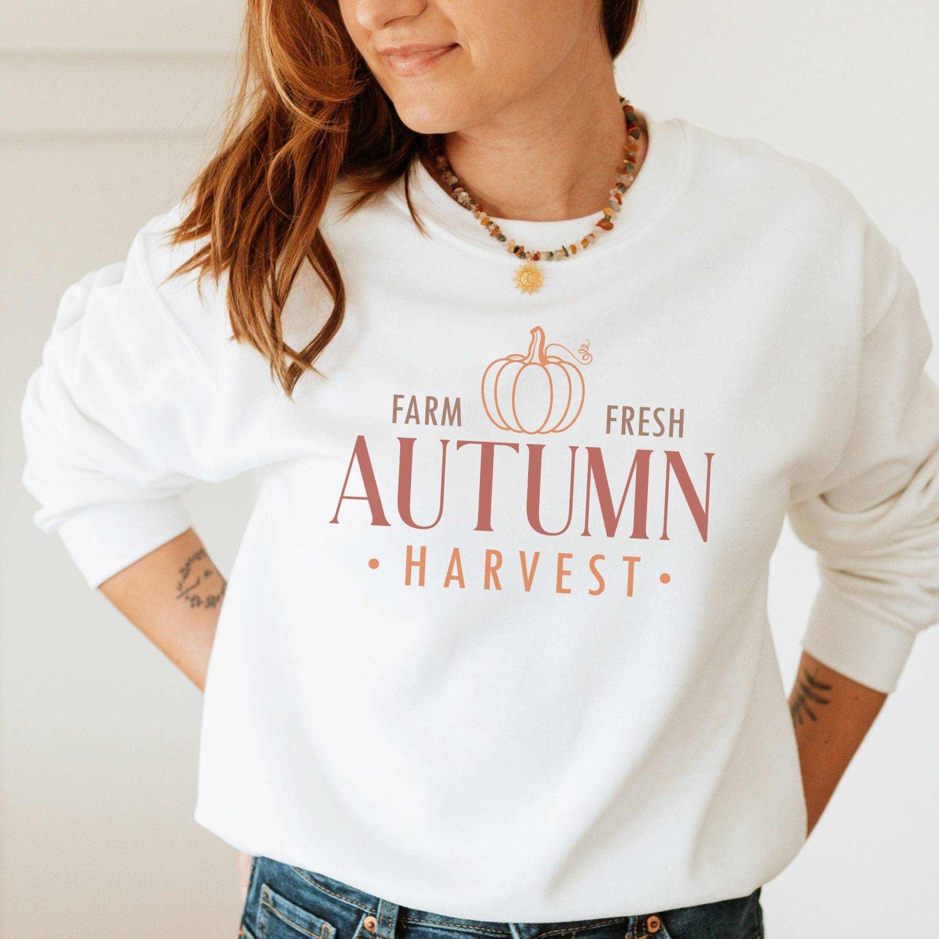 Herbst Sweatshirt Pumpkin Harvest Pullover Retro Cottagcore Sweater Fall Season von CourageforKindness