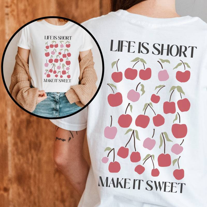 Kirschen Shirt Affirmation Oversize Back Print Design | Outdoor Natur Sommer Look von CourageforKindness