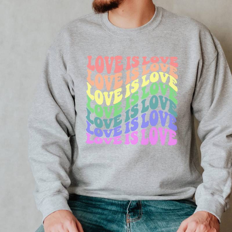 Lgbtq Sweatshirt Love Is Love | Retro Pride Pullover Für Lgbtq+ Front Oder Back Print Geschenk von CourageforKindness