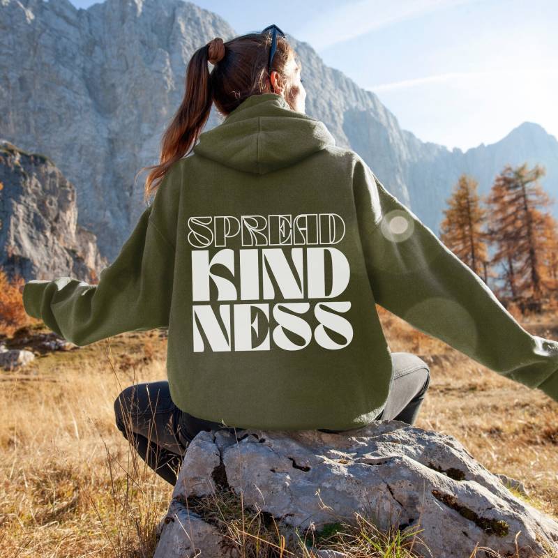 Retro Oversize Hoodie Adventure World Unisex Kapuzenpullover Oversize Outdoor Geschenk Positive Message Backprint von CourageforKindness
