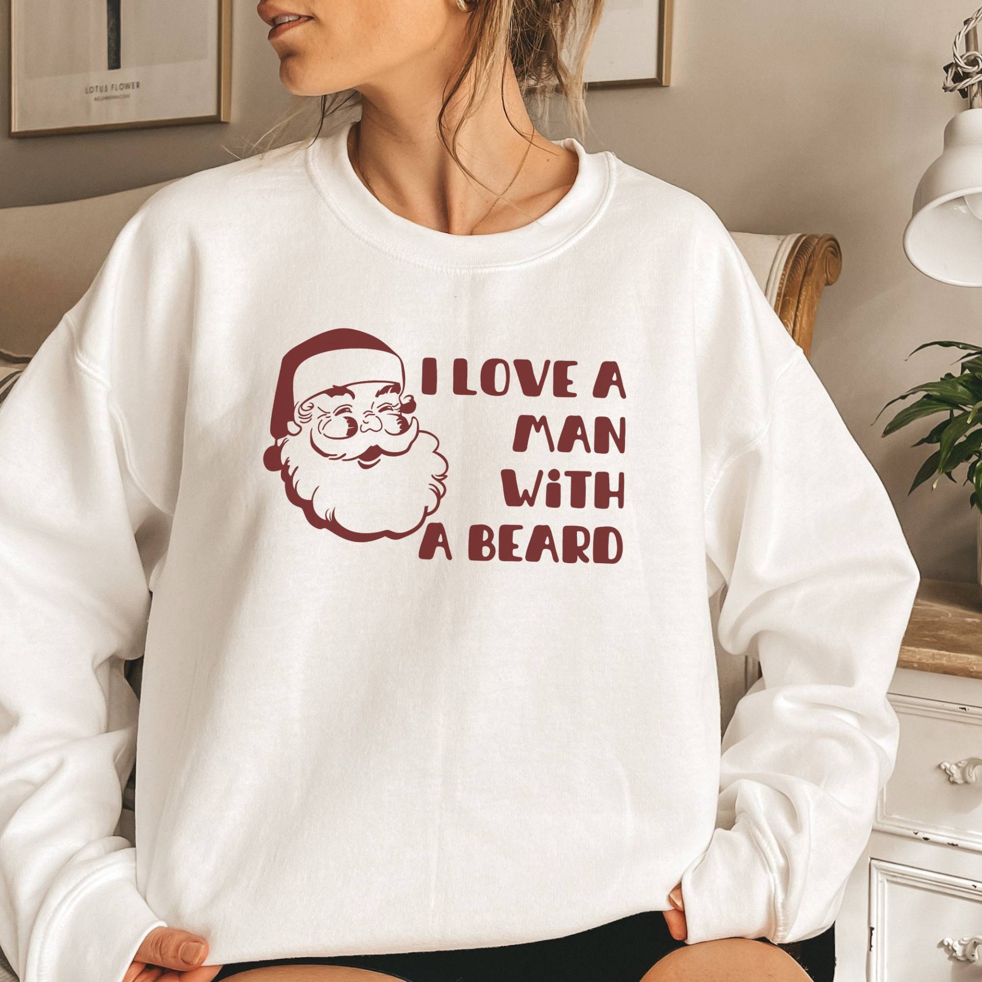 Retro Sweatshirt Weihnachten Mann Mit Bart Weihnachtsmann Lustiger Weihnachtspulli Geschenk Für Partner von CourageforKindness