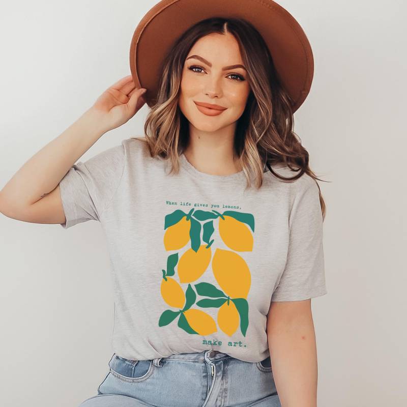 Zitronen Shirt Sommer Spruch Lustiges T-Shirt Geschenk Frauen Boho Design Make Art Statement Damen von CourageforKindness