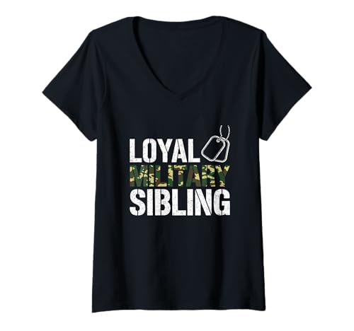 Damen Loyal Military Geschwister Camouflage Pride T-Shirt mit V-Ausschnitt Damen Loyal Military Geschwister Camouflage Pride T-Shirt mit V-Ausschnitt von Courageous Family Pride Support Apparel