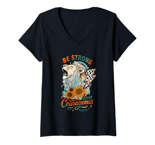 Damen Sei stark und mutig Josua 1:9 T-Shirt mit V-Ausschnitt Damen Sei stark und mutig Josua 1:9 T-Shirt mit V-Ausschnitt von Courageous Strength Motivational Art