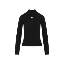 Courrèges Schwarzer Rippstrick-pullover Für Damen von CourrÈges