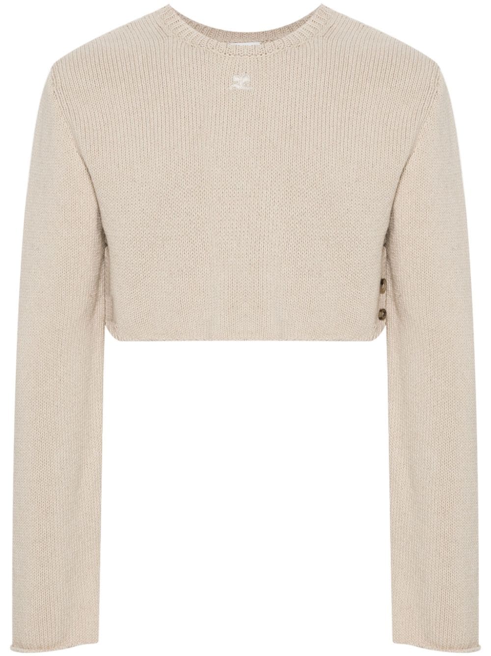 Courrèges Geknöpfter Cropped-Pullover - Nude von Courrèges