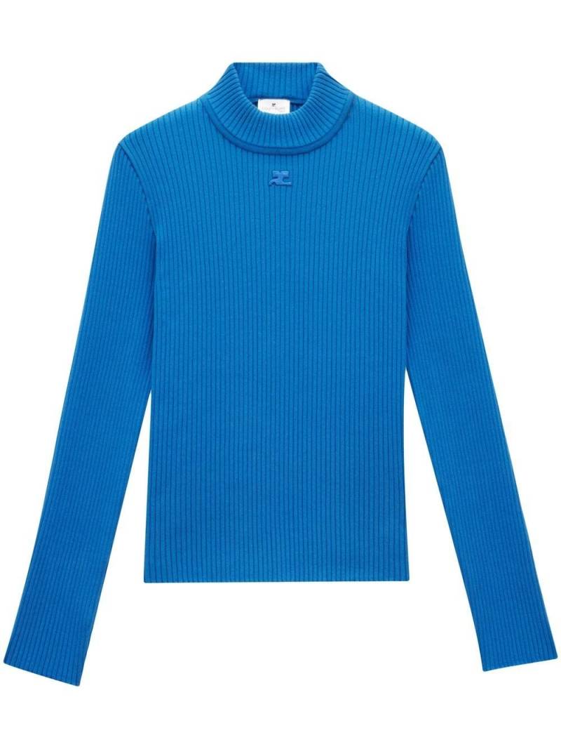 Courrèges Gerippter Pullover mit Stehkragen - Blau von Courrèges