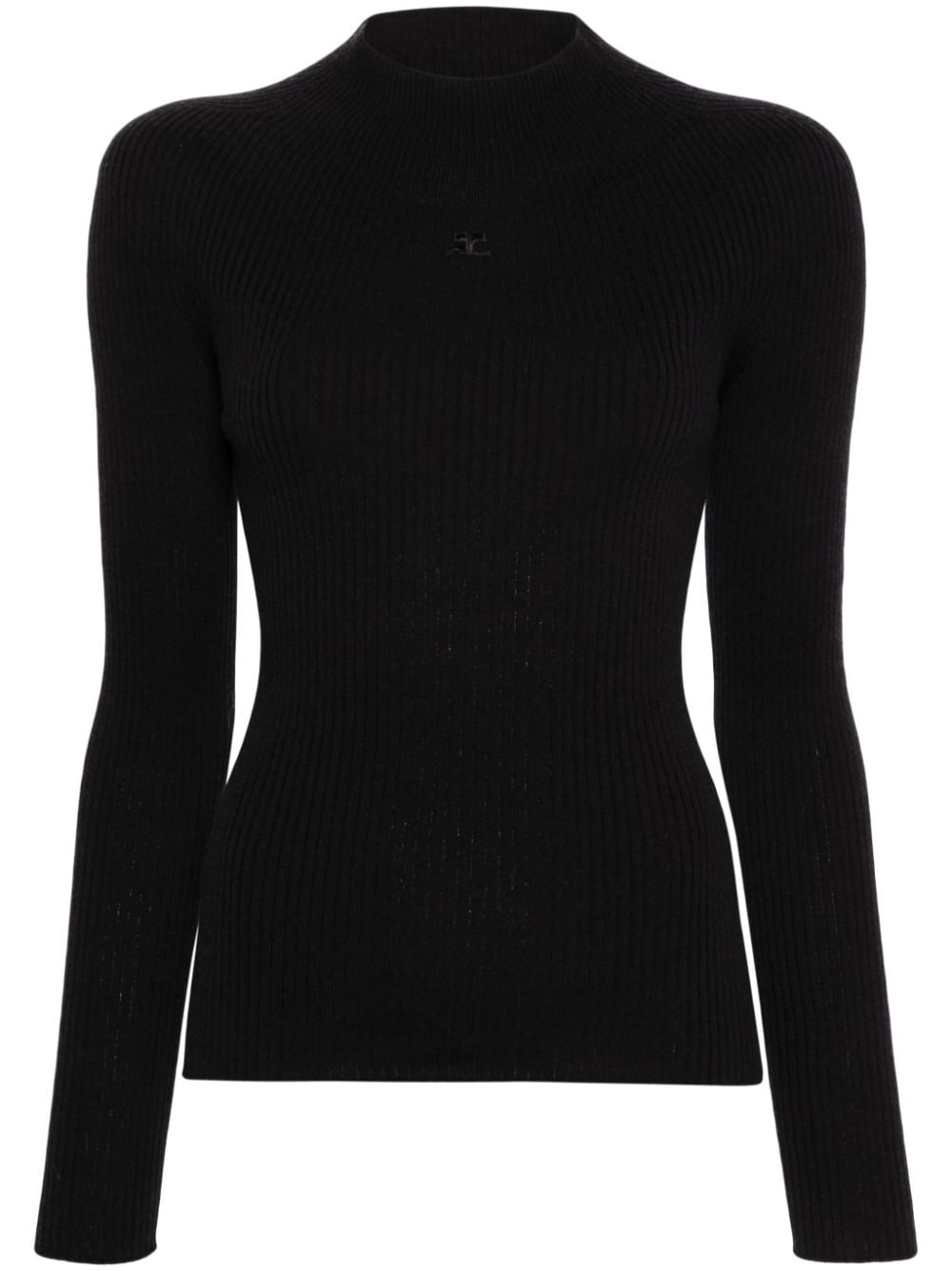 Courrèges Gerippter Solar Pullover - Schwarz von Courrèges