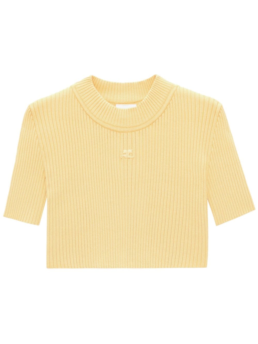 Courrèges Geripptes Cropped-Strickoberteil - Gelb von Courrèges