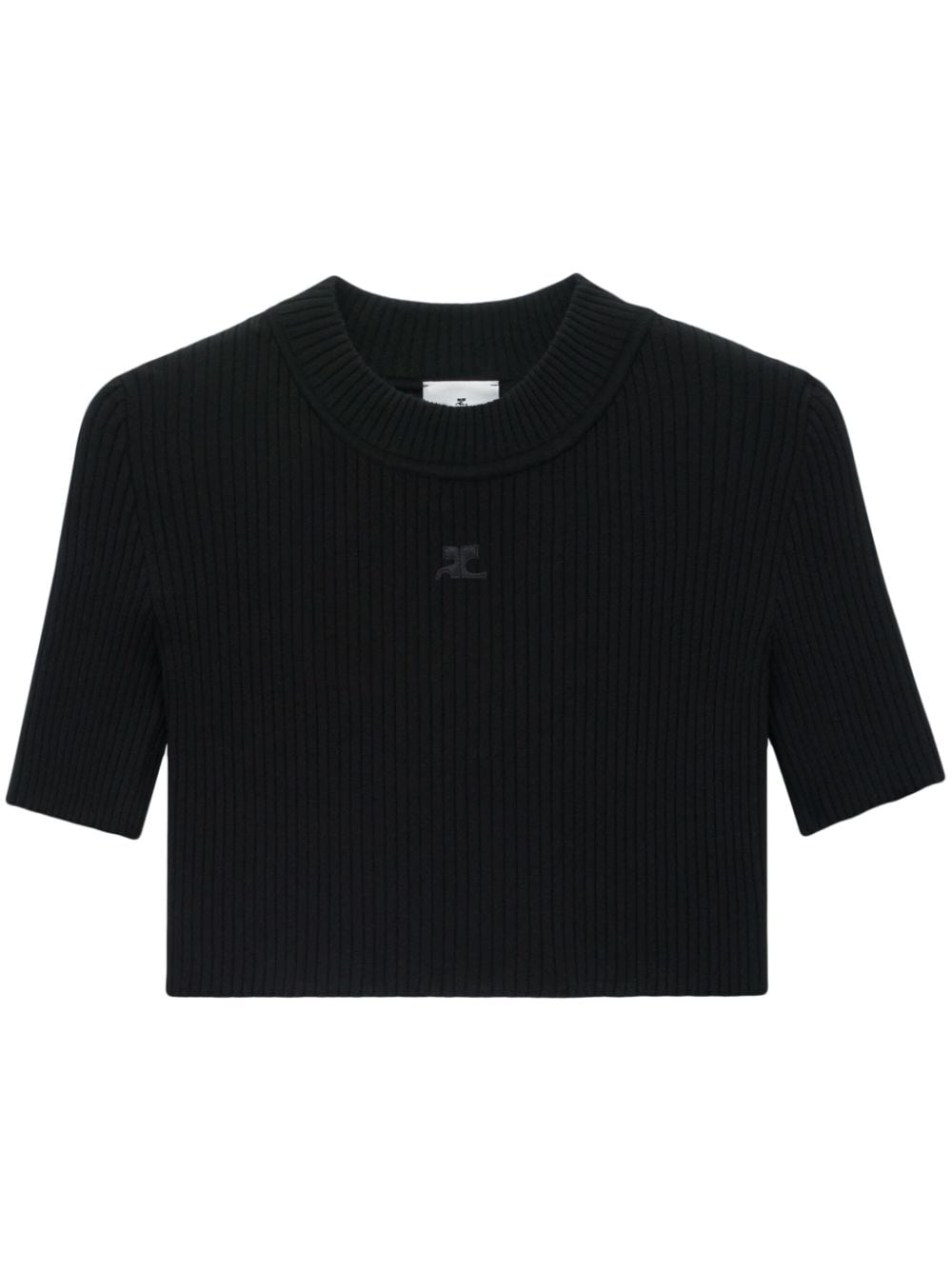 Courrèges Geripptes T-Shirt - Schwarz von Courrèges