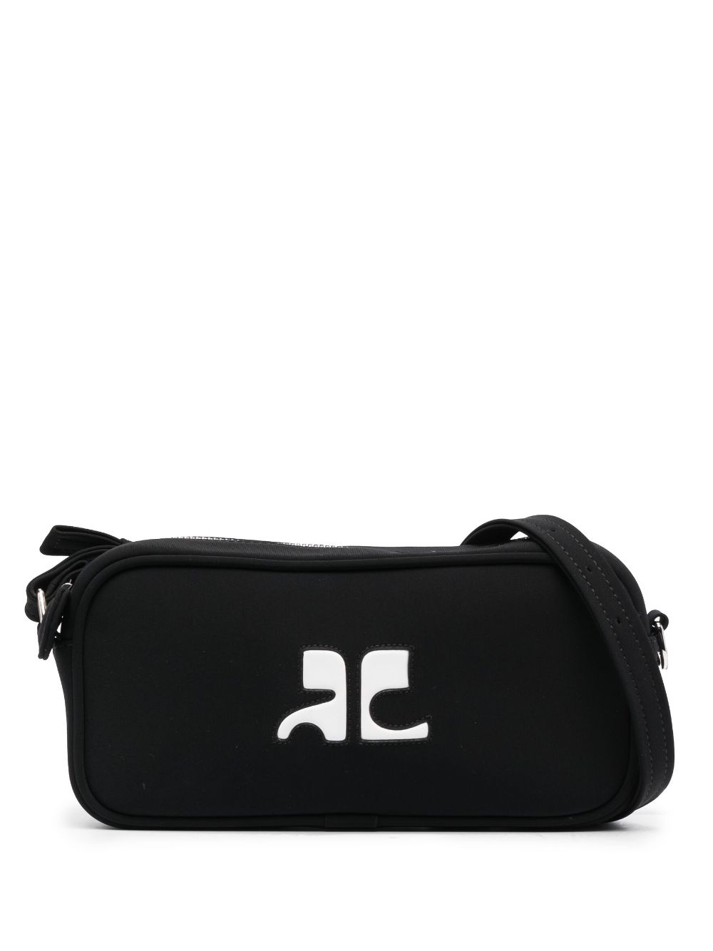 Courrèges Jersey-Schultertasche mit Logo-Patch - Schwarz von Courrèges