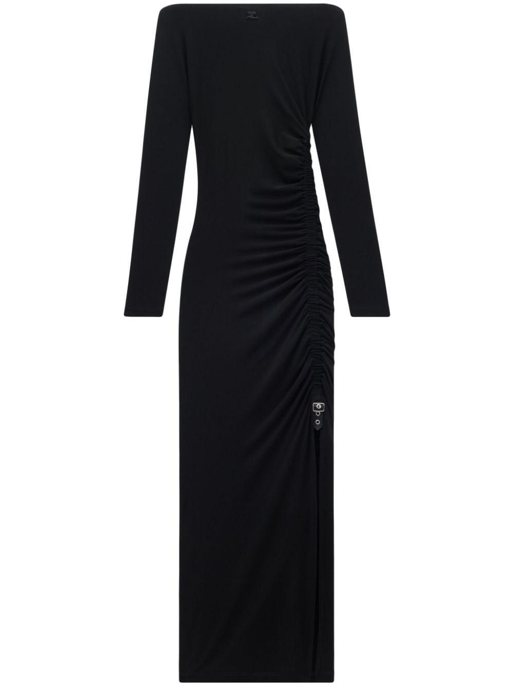 Courrèges Langes Kreppjersey-Kleid mit Raffungen - Schwarz von Courrèges