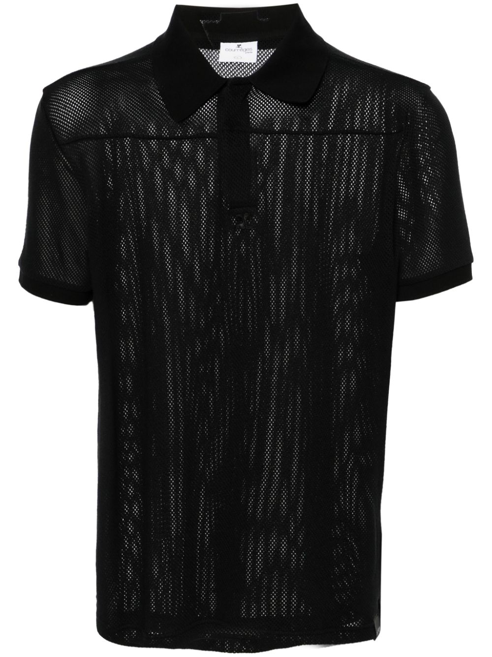 Courrèges Mesh-Poloshirt mit Logo-Patch - Schwarz von Courrèges