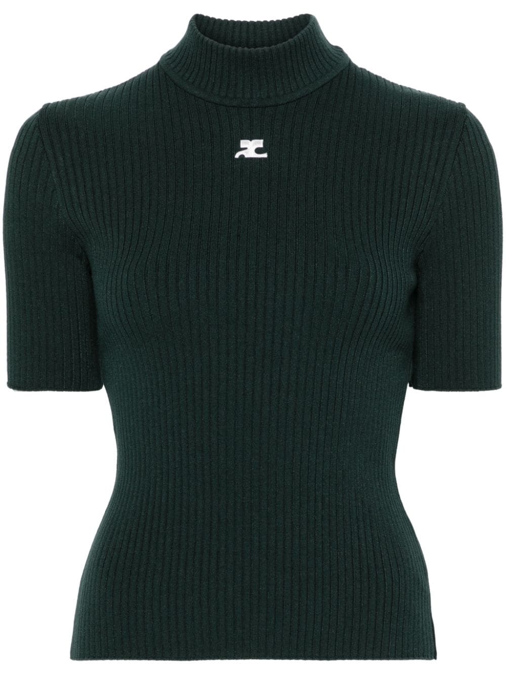 Courrèges Reedition Stricktop mit Logo-Patch - Grün von Courrèges