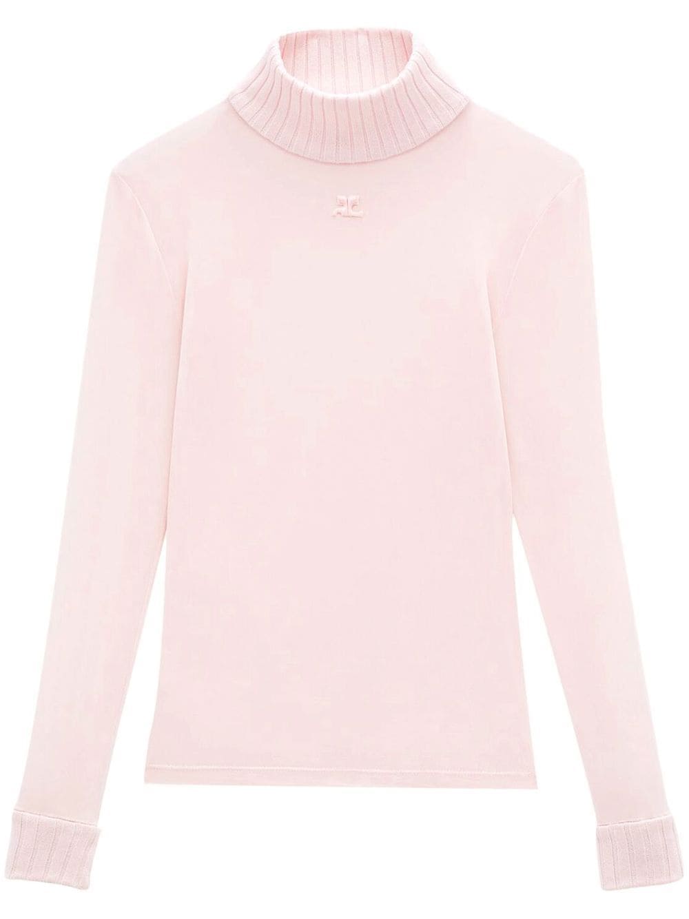 Courrèges Rollkragenpullover mit Logo-Patch - Rosa von Courrèges