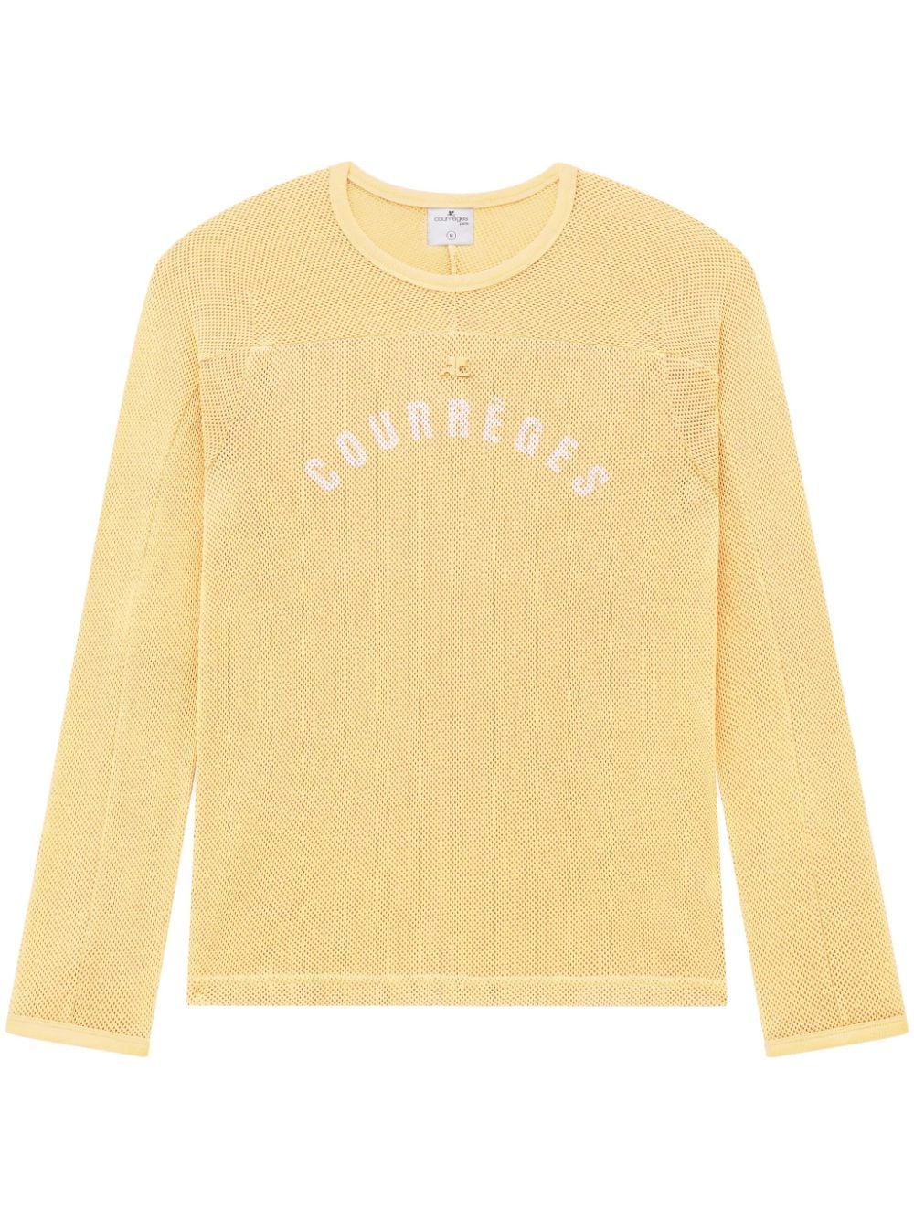 Courrèges T-Shirt aus Mesh mit Logo-Print - Gelb von Courrèges