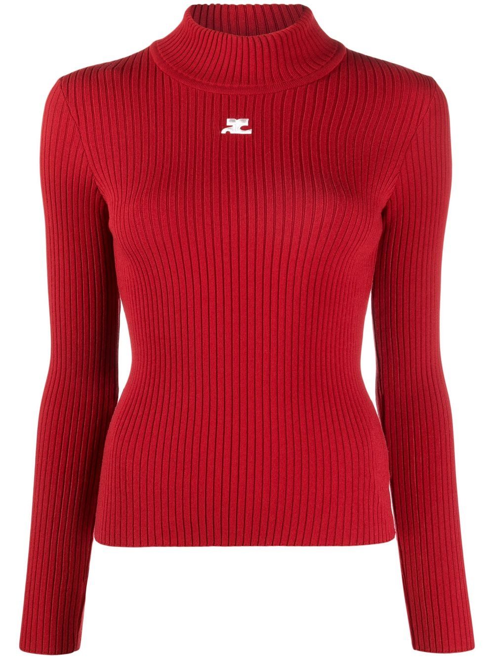 Courrèges Rollkragenpullover mit Logo-Stickerei - Rot von Courrèges