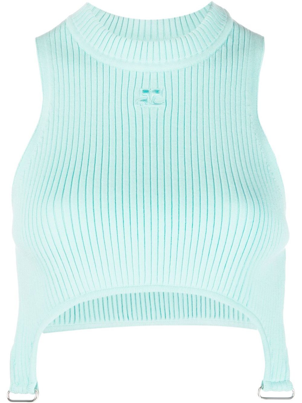 Courrèges Top mit Logo-Patch - Blau von Courrèges